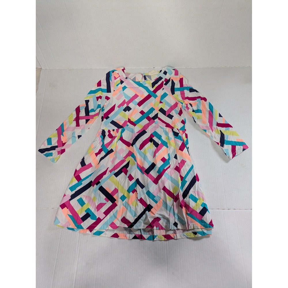 Crazy 8 Dress Girls Size 7 Multicolor Geometric Long Sleeve Rainbow Fit & Flare